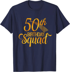 50th Birthday Squad Party Bday Yellow Gold T-Shirt - T-Shirt | Navy
