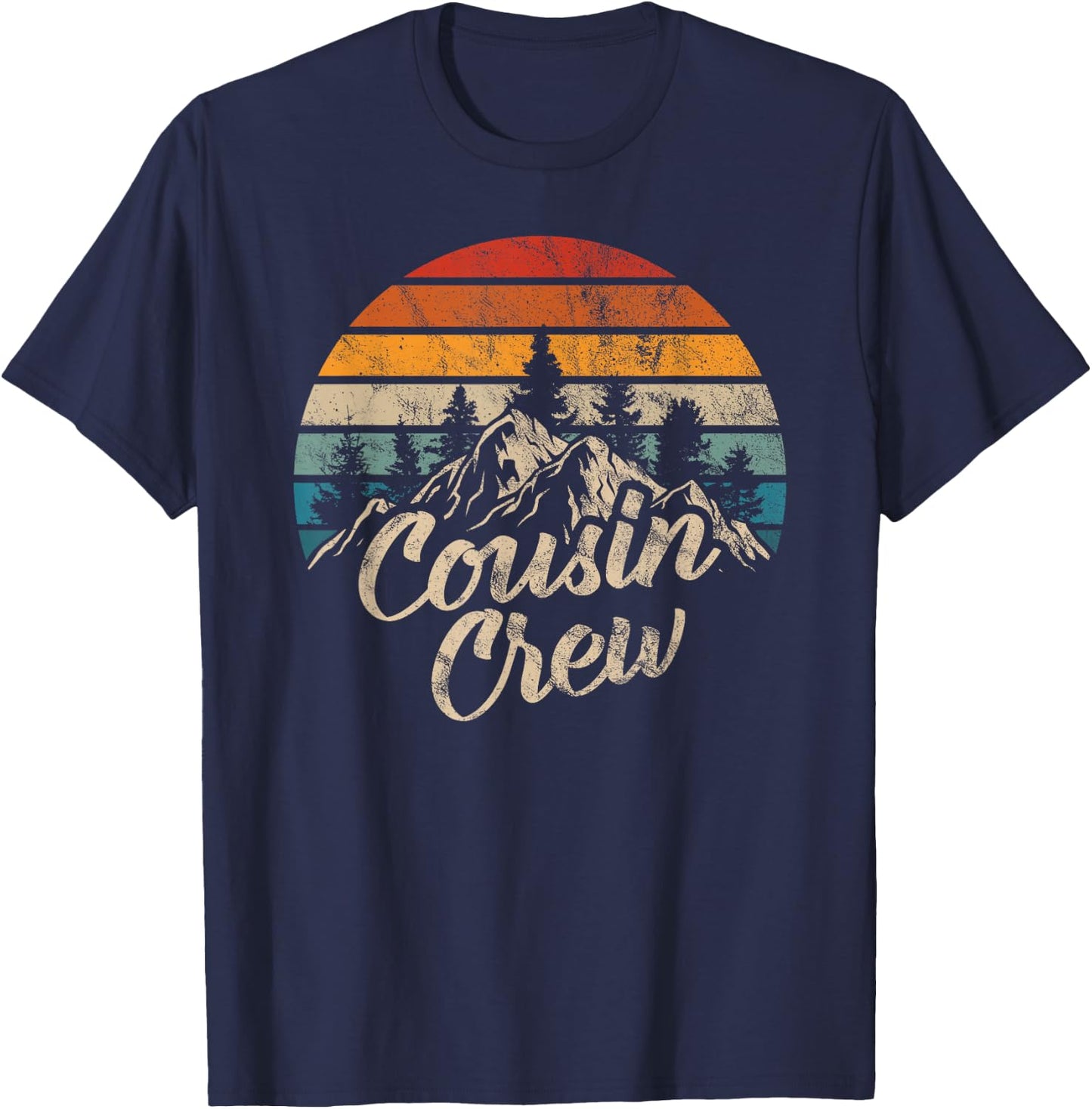 Cousin Crew Camping Outdoor Sunset Summer Camp T-Shirt - T-Shirt | Navy