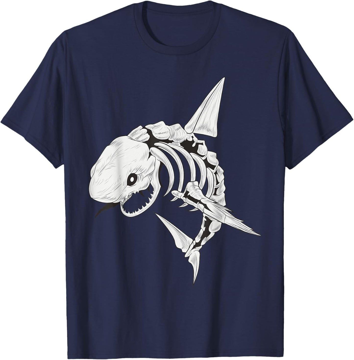 Shark Skeleton Shirt Spooky Shark Halloween Costumes Skull T-Shirt - T-Shirt | Navy