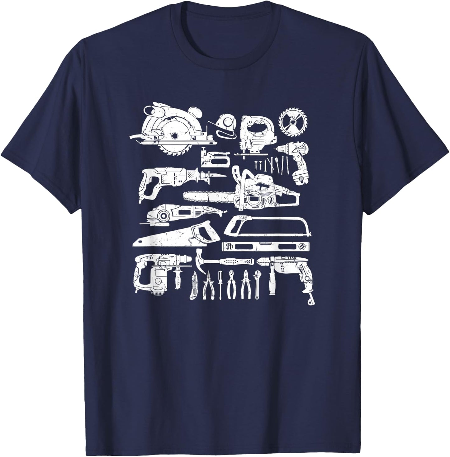 Carpenter Mechanic Hand Power Tool Saw Handyman Woodworker T-Shirt - T-Shirt | Navy