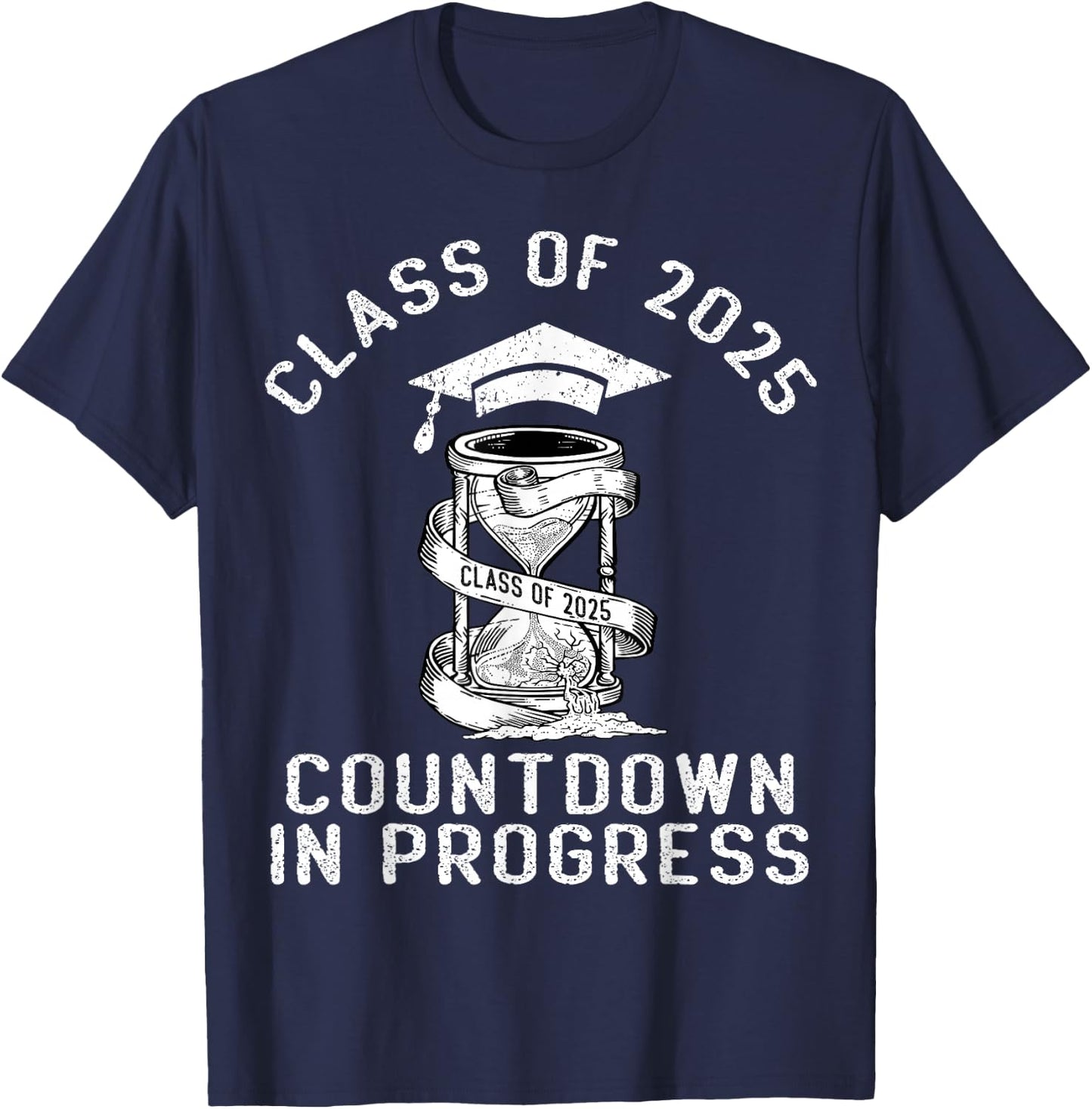 Senior Class Of 2025 Countdown to Graduation Gift T-Shirt - T-Shirt | Navy