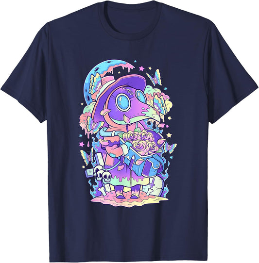 Kawaii Pastel Goth Cute and Scary Plague Doctor T-Shirt - T-Shirt | Navy