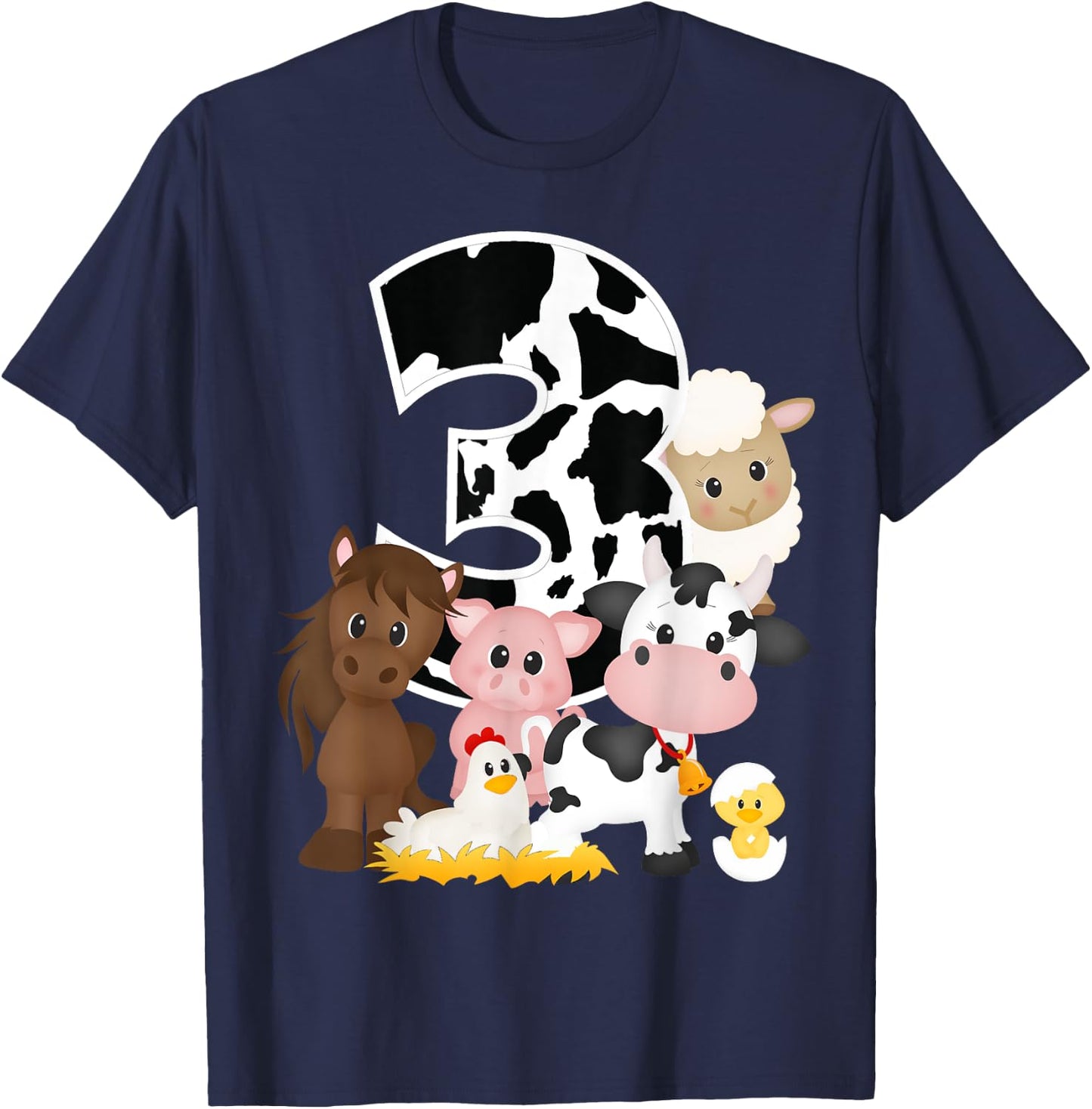 3rd Birthday Farm Theme Birthday Gift 3 Years Old Toddler Kids T-Shirt - T-Shirt | Navy