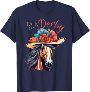Talk Derby To Me Funny Racing Horse T-Shirt - T-Shirt | Navy