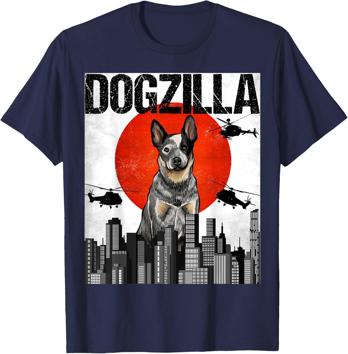 Funny Vintage Japanese Dogzilla Australian Cattle Dog Women T-Shirt - T-Shirt | Navy