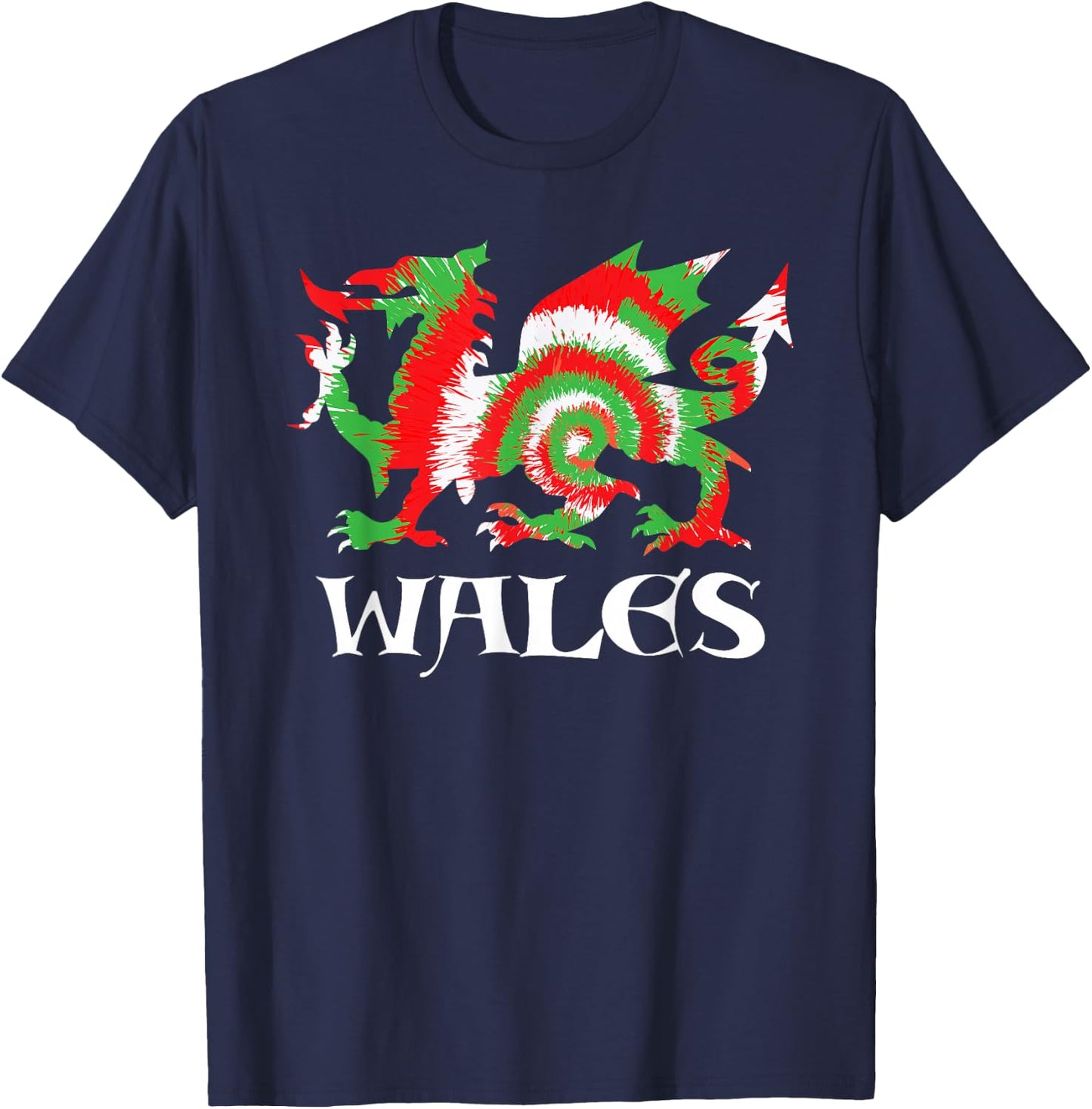 Tie-Dye Flag of Wales CYMRU Welsh Dragon T-Shirt - T-Shirt | Navy