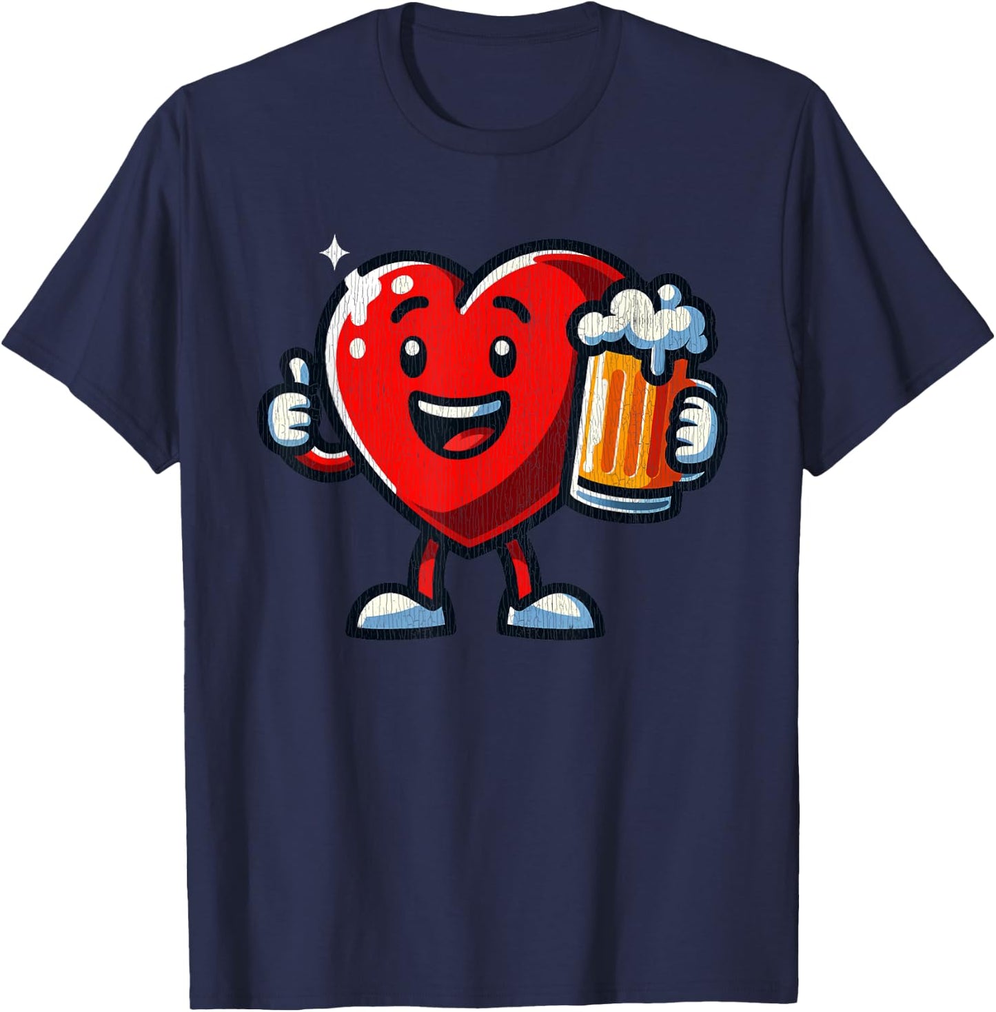 Beer Valentines Hearts Day Funny Lover Men Women T-Shirt - T-Shirt | Navy