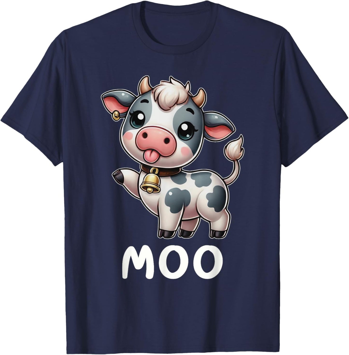 Funny Cow Moo Farm Cattle Animal Lover Farmer Ranch T-Shirt - T-Shirt | Navy