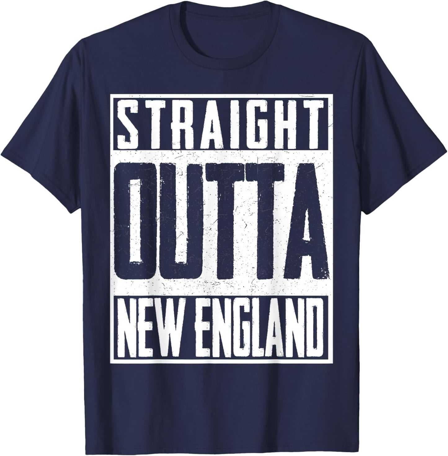 Straight Outta New England Pride Patriot Born in America T-Shirt - T-Shirt | Navy