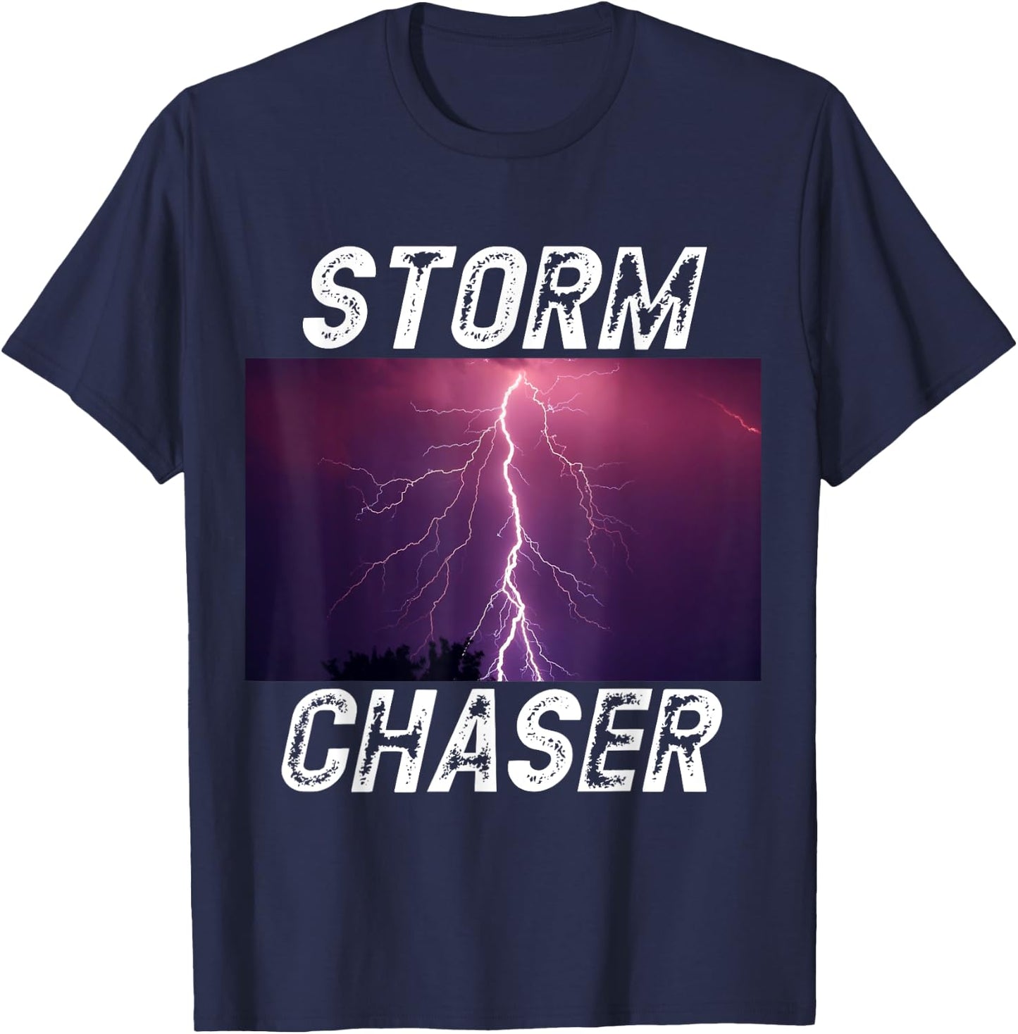 Storm Chaser Lightning Picture Weather Meteorologist T-Shirt - T-Shirt | Navy
