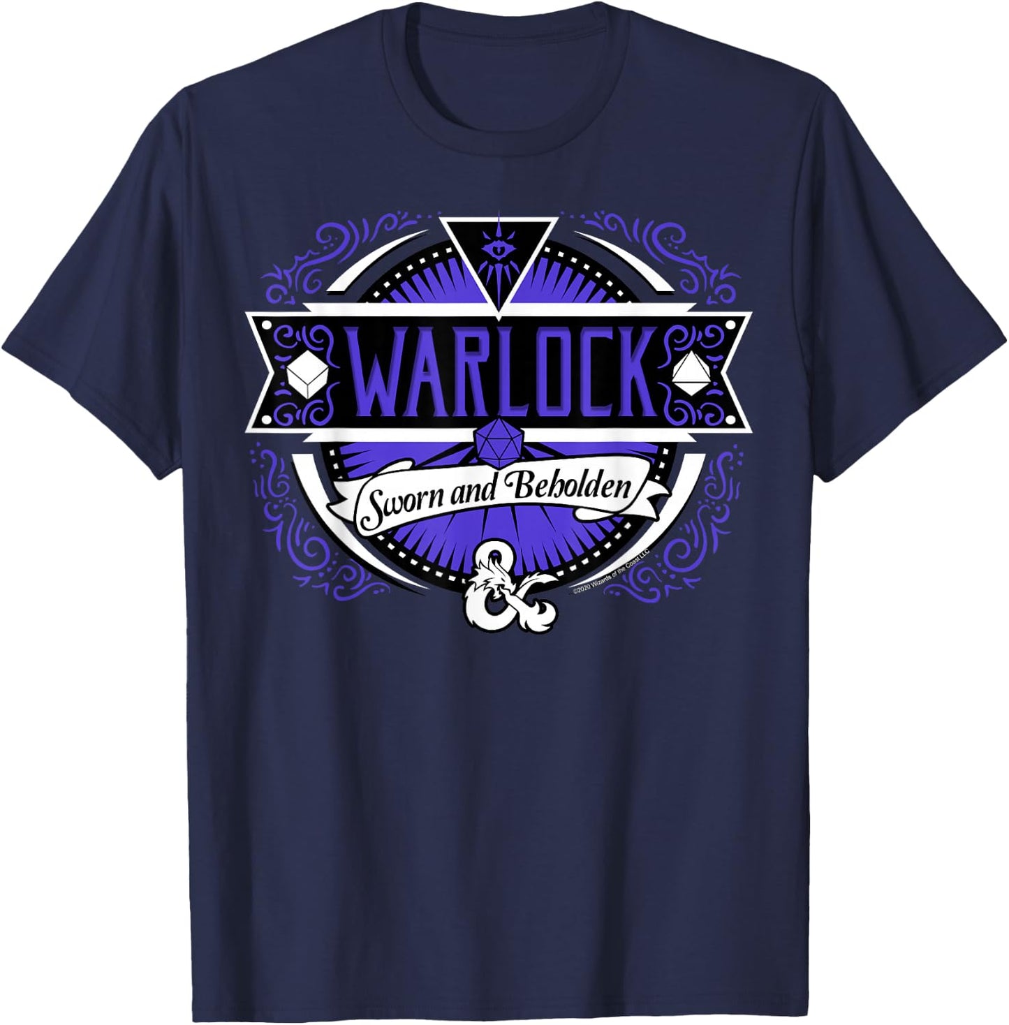 Dungeons & Dragons Warlock Sworn and Beholden Logo T-Shirt - T-Shirt | Navy