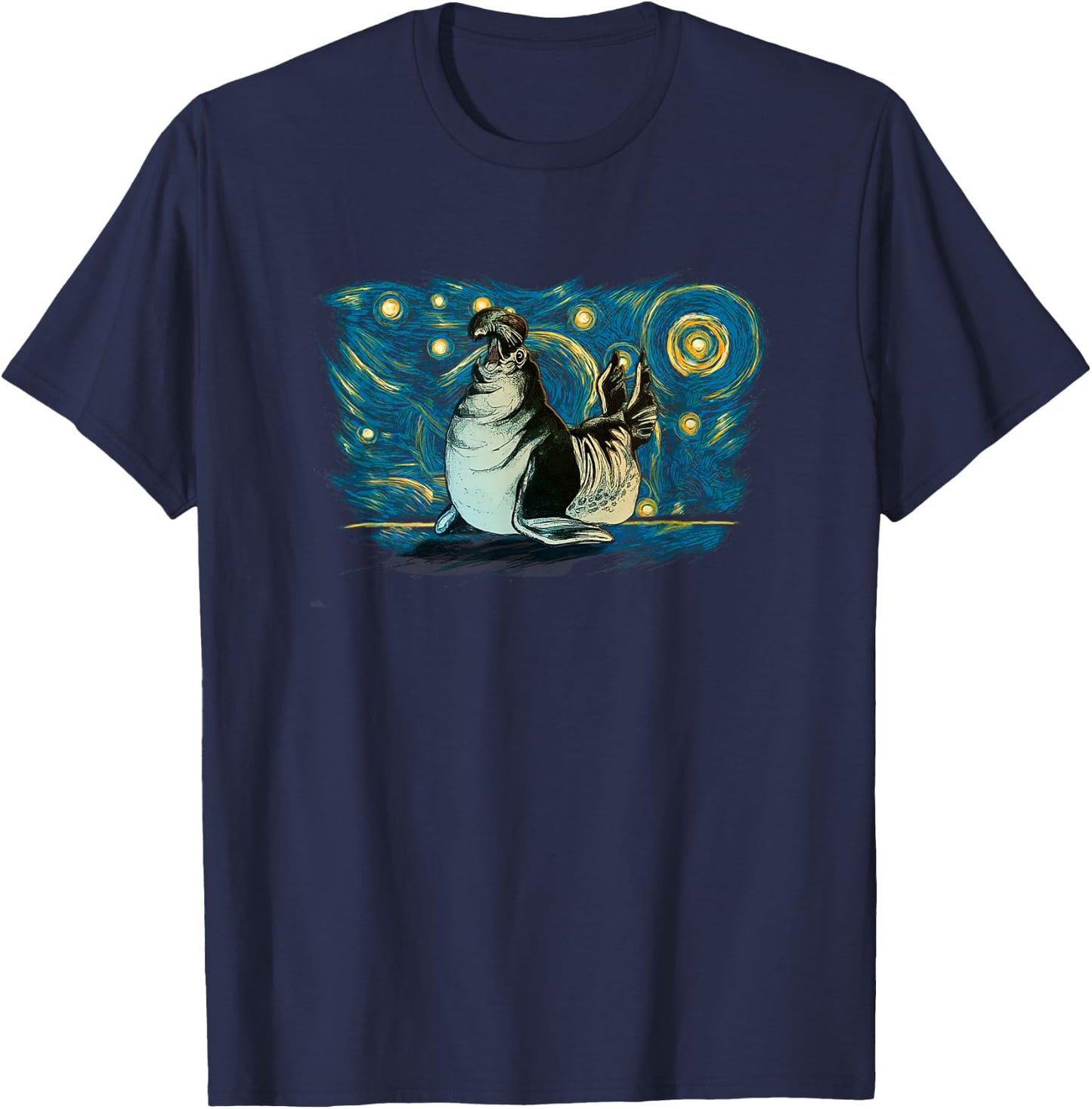 Retro Vintage Style Elephant Seal T-Shirt - T-Shirt | Navy