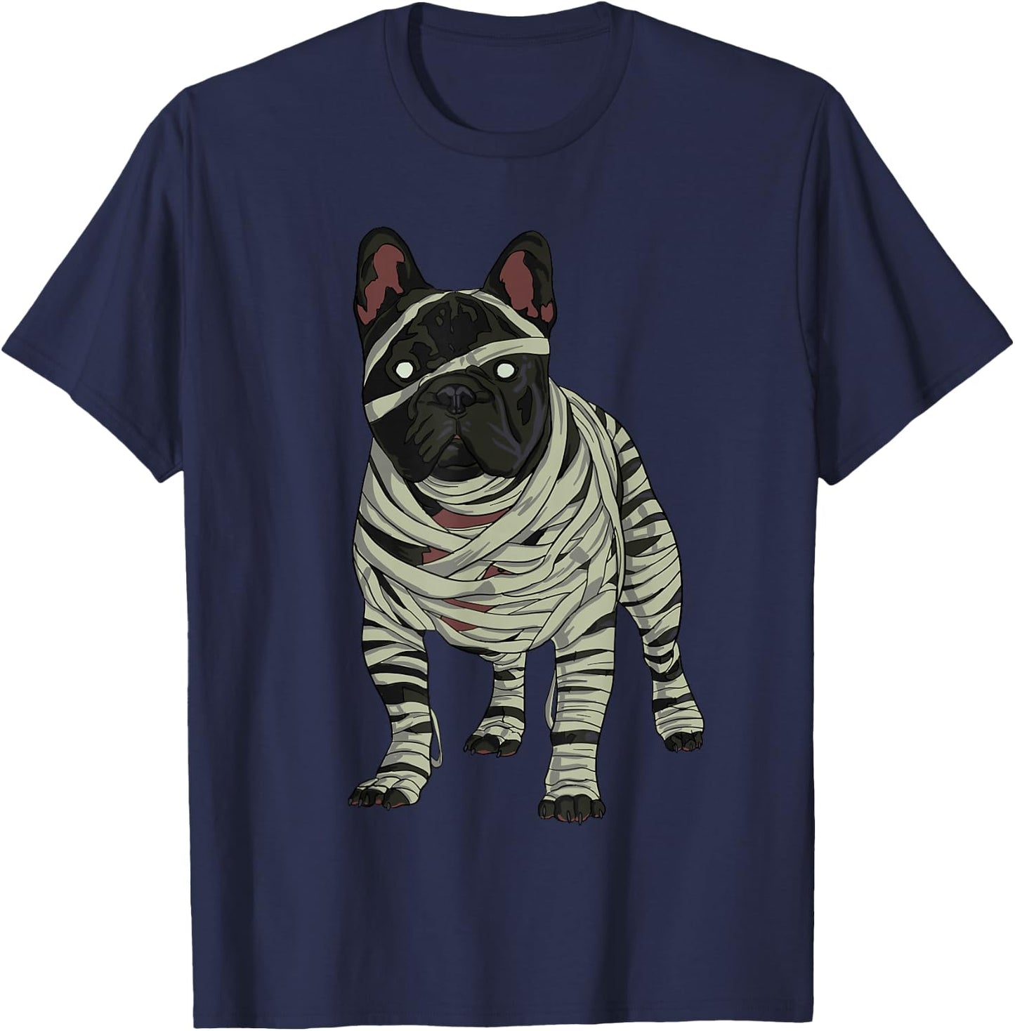 French Bulldog Dog Mummy Halloween Costume Dog Lovers T-Shirt - T-Shirt | Navy