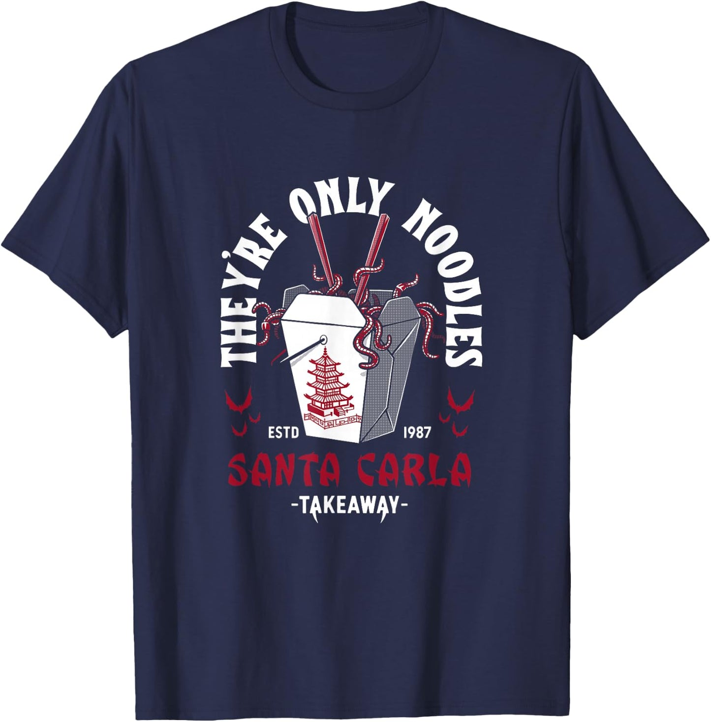 They're Only Noodles - Vampire Chinese Food - Vintage Horror T-Shirt - T-Shirt | Navy