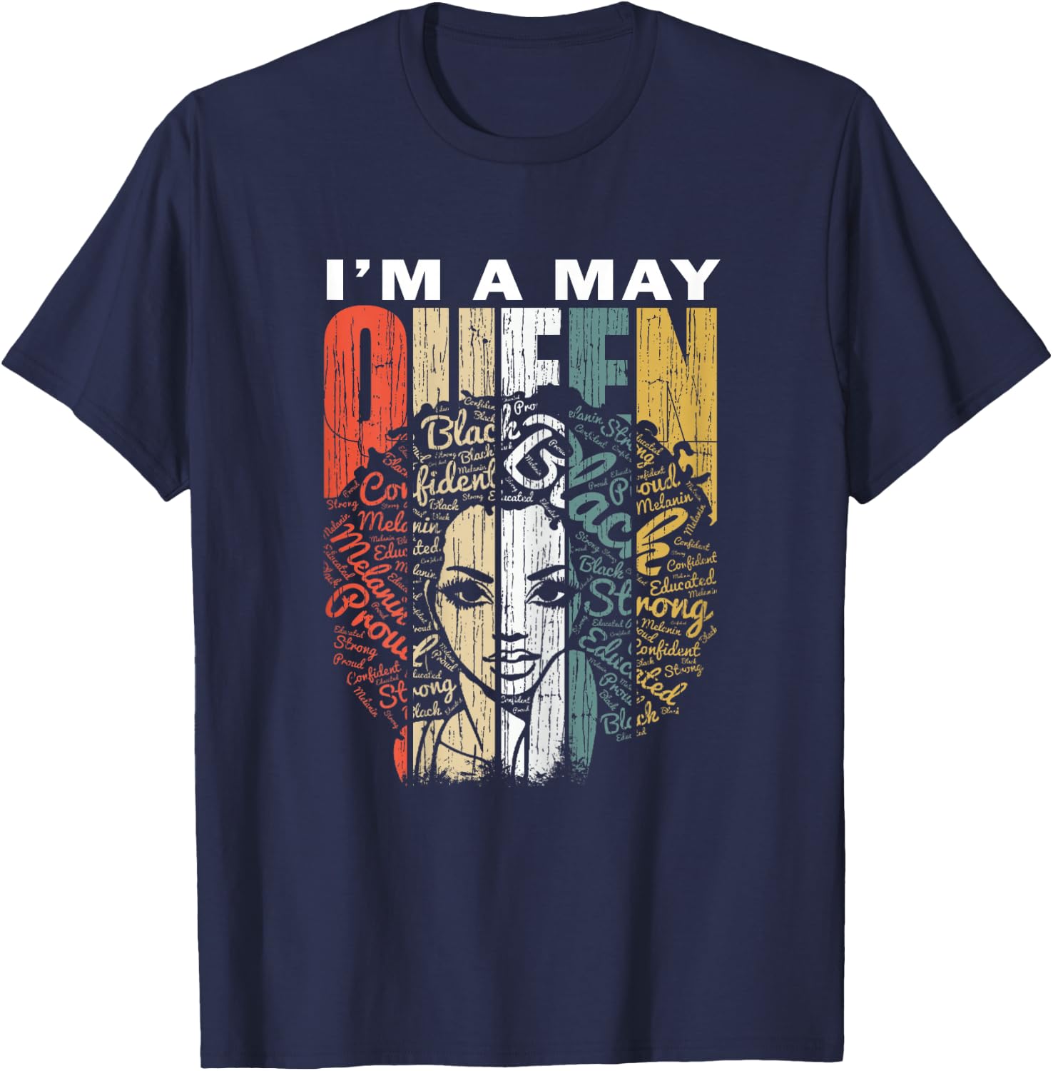 Queens are Born in May T Shirt - Birthday Girl T-Shirt - T-Shirt | Navy