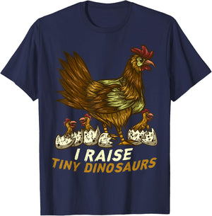 I Raise Tiny Dinosaur Funny Farmer Chicken Lover Farm T-Shirt - T-Shirt | Navy