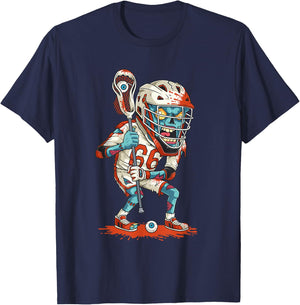 Funny Lacrosse Zombie Player Lax Lazy Halloween Costume Gift T-Shirt - T-Shirt | Navy