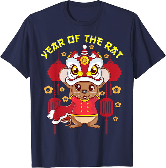 Year Of The Rat Shirt Chinese New Year 2020 Lion Dance T-Shirt - T-Shirt | Navy