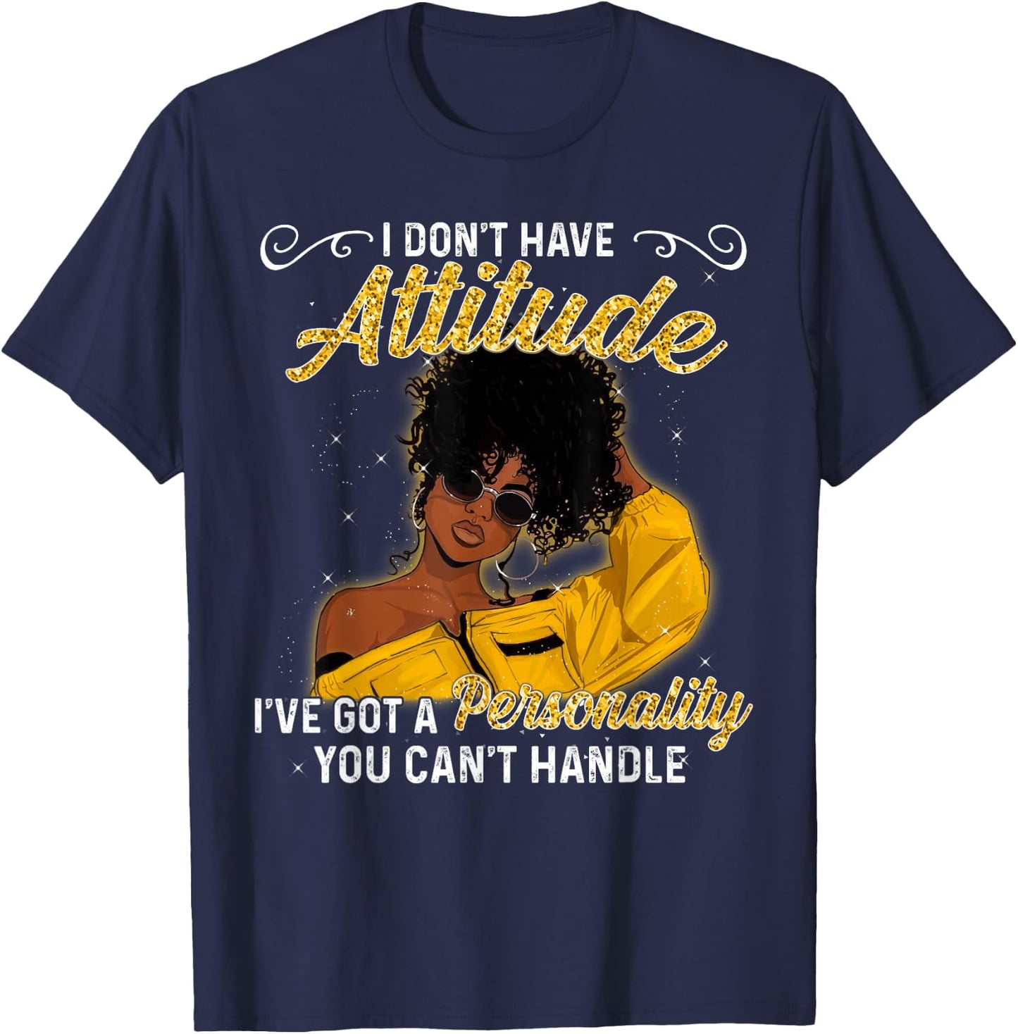 African American Melanin Queen Black Girl Magic Afro Small T-Shirt - T-Shirt | Navy
