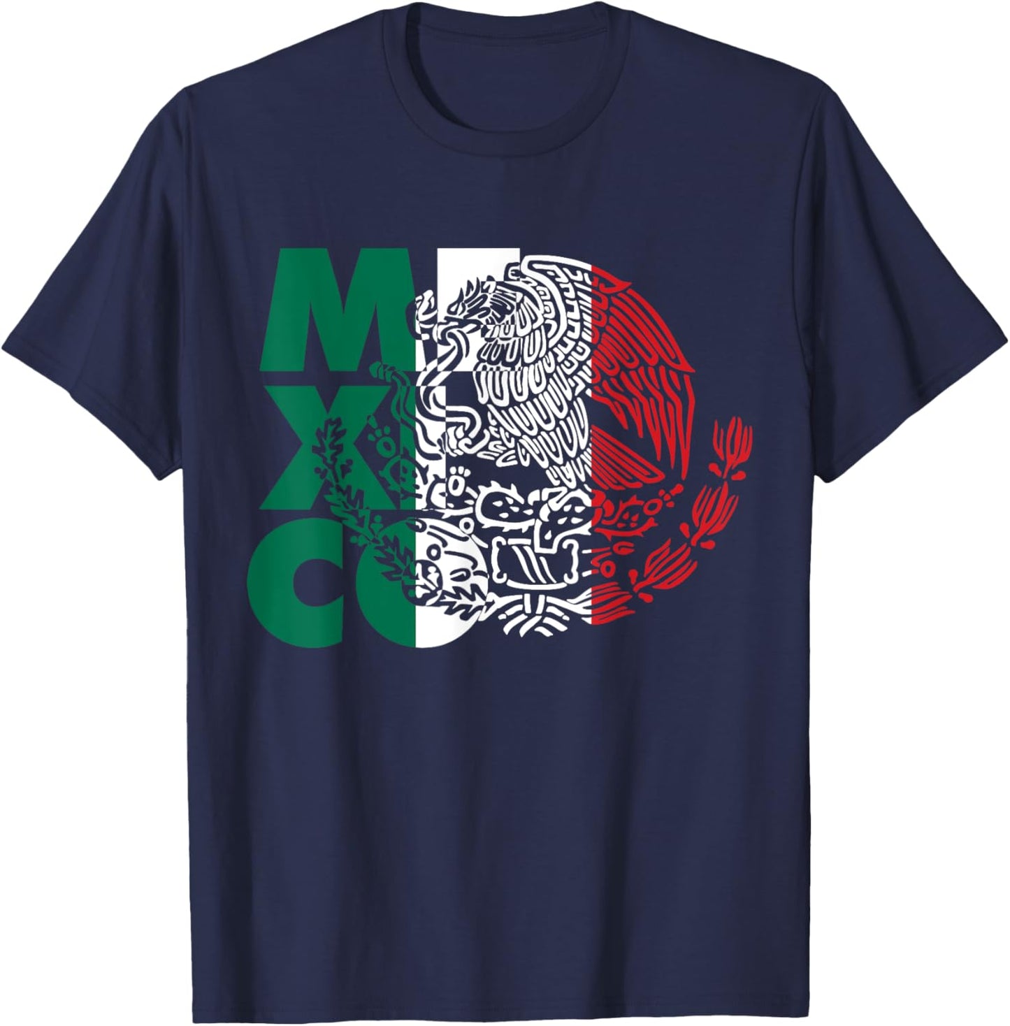 Mexican Flag Mexican Eagle T-Shirt - T-Shirt | Navy