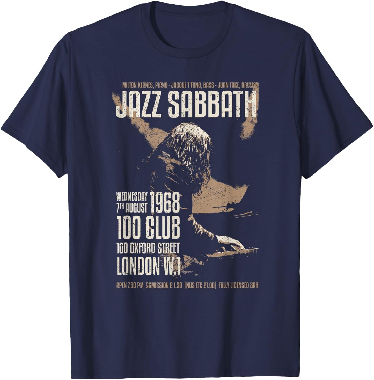 Blacklake Jazz Sabbath - 100 Club London 1968 T-Shirt - T-Shirt | Navy