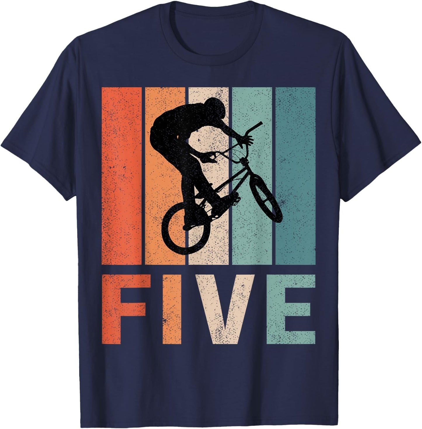 5th Birthday Retro BMX Bicycle Bike Boys Kids 5 Years Old T-Shirt - T-Shirt | Navy