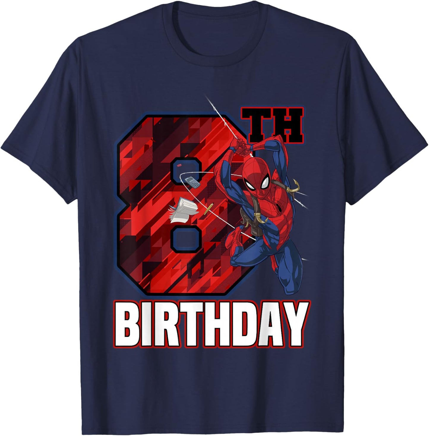 Marvel Spider-Man Web Swing 8th Birthday T-Shirt - T-Shirt | Navy