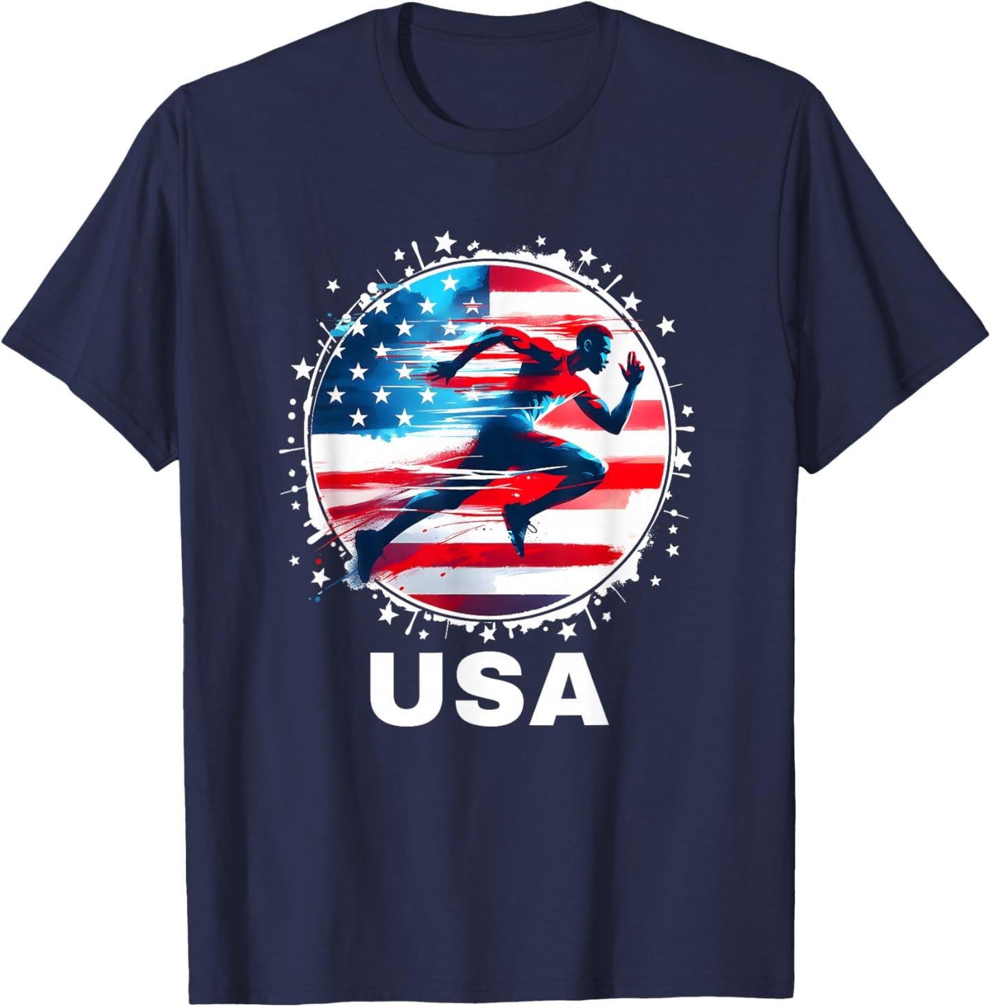 USA Run Track and Field Shirt Track and Field Apparel Track T-Shirt - T-Shirt | Navy