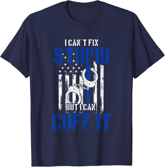 Funny Policeman Gift Cuff Law Enforcement Police T-Shirt - T-Shirt | Navy
