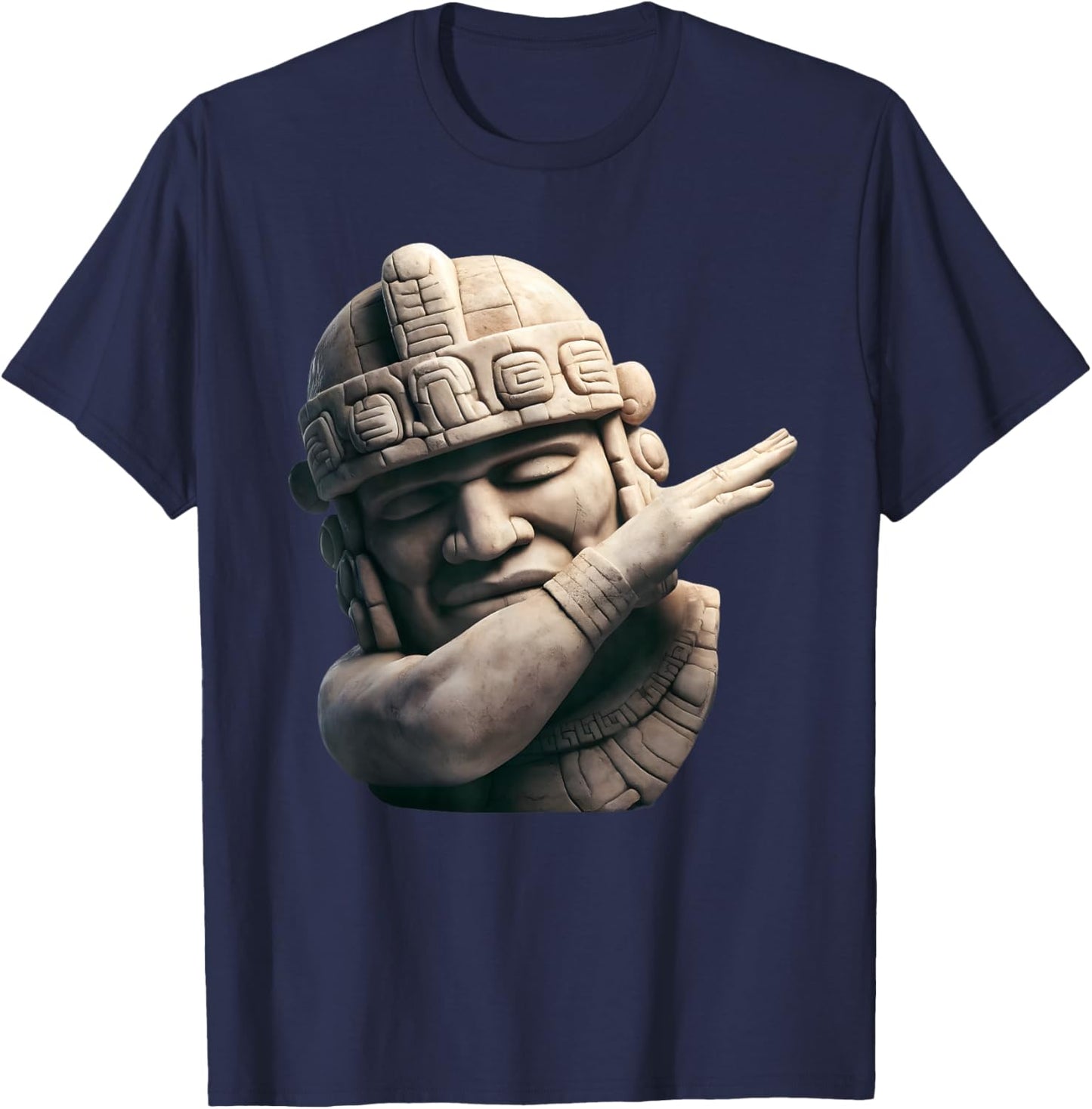 Olmec Colossal Head Dabbing Giant Statues Mexico Funny T-Shirt - T-Shirt | Navy