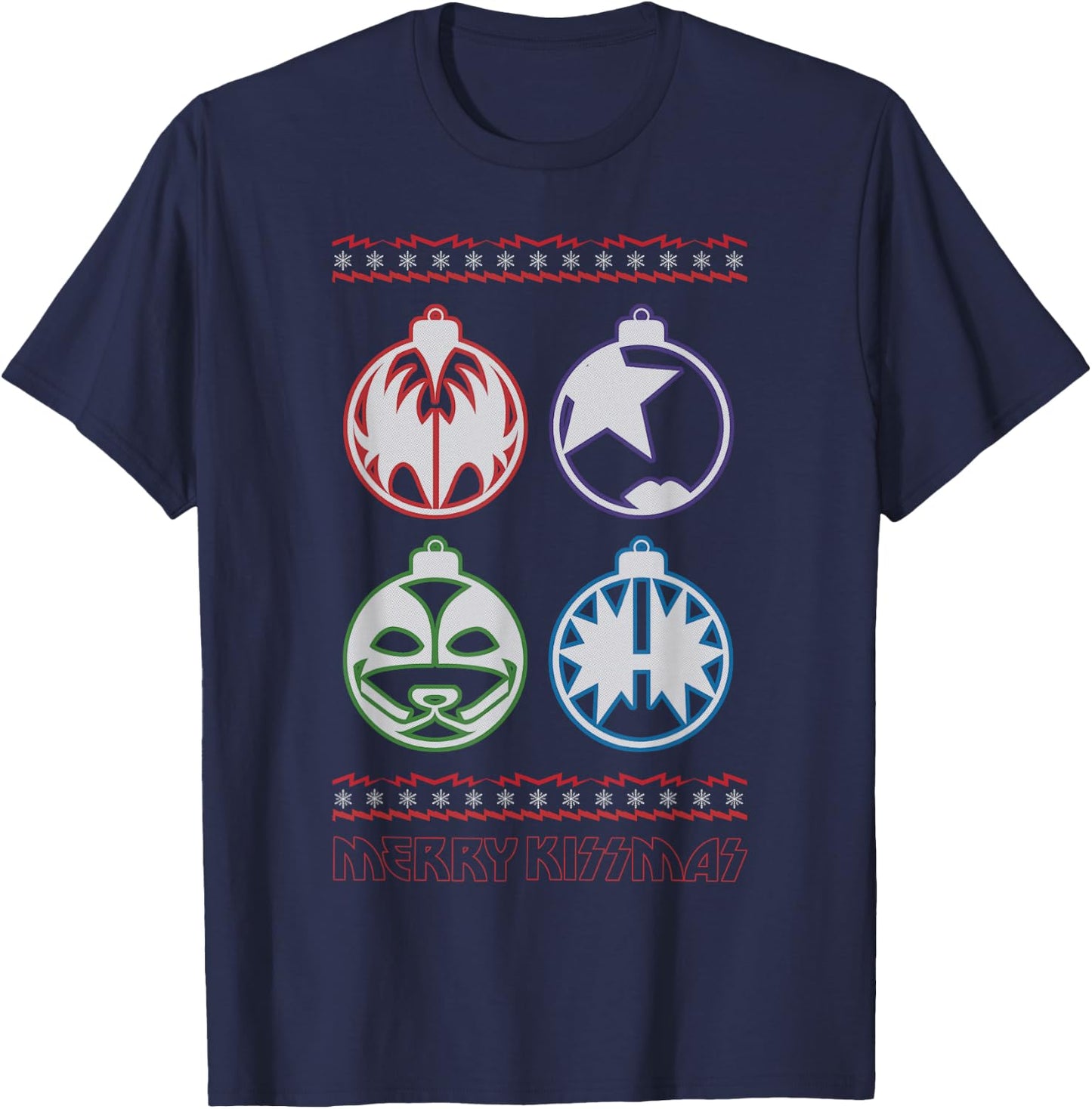 KISS - Rockin Around The KISSmas Tree T-Shirt - T-Shirt | Navy