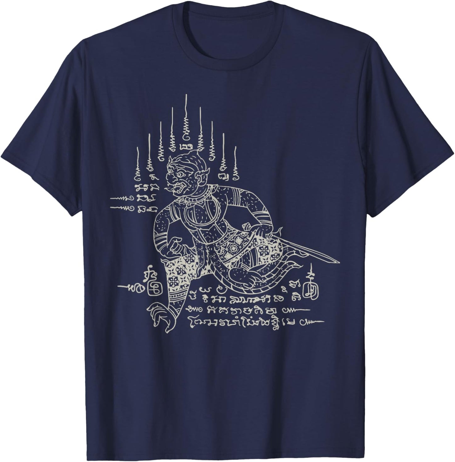 Sak Yant Thai Tattoo Hanuman Mythical Yantra Thailand Gift T-Shirt - T-Shirt | Navy