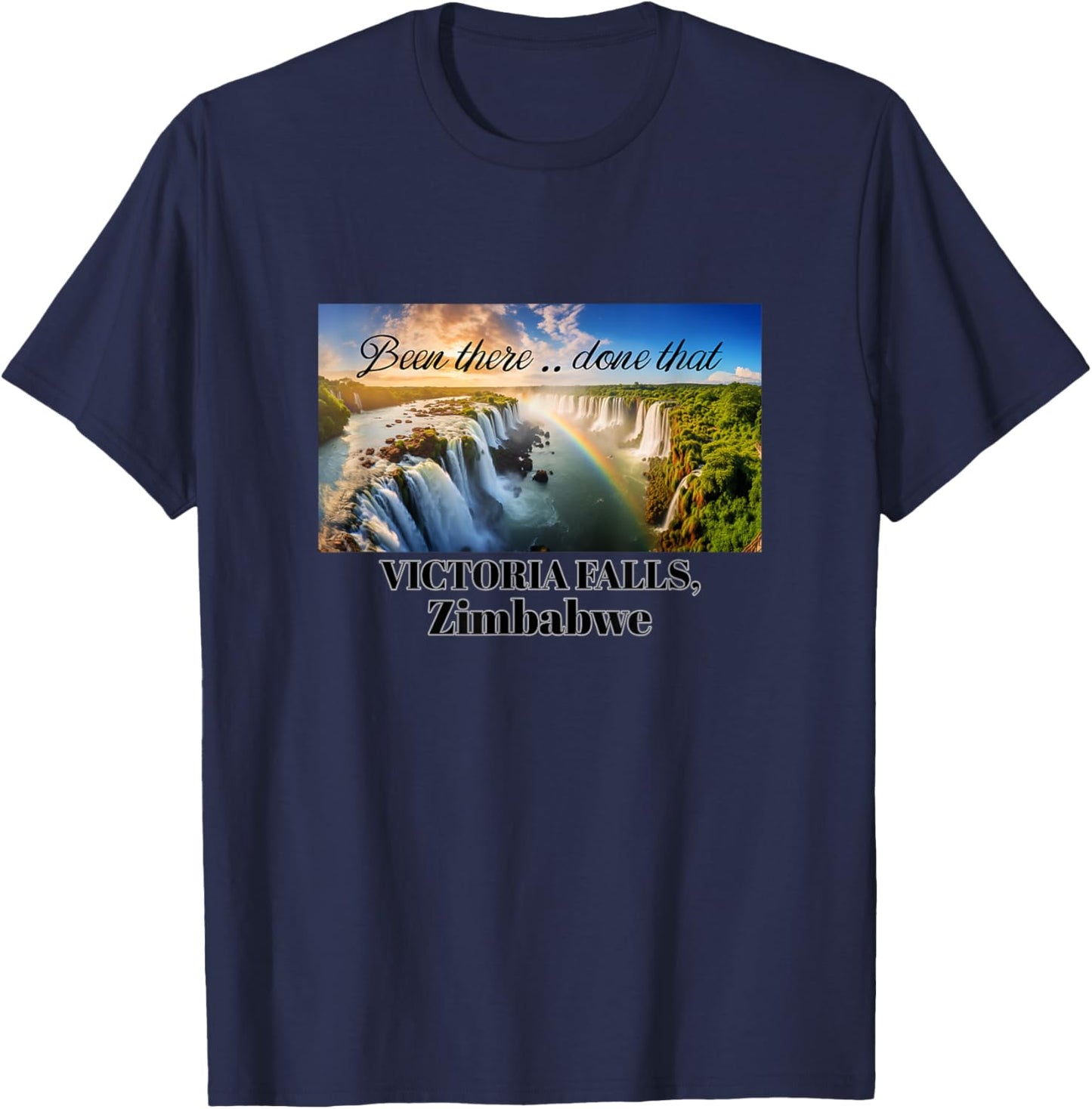 Victoria Falls - Zimbabwe Travel Lover Design T-Shirt - T-Shirt | Navy