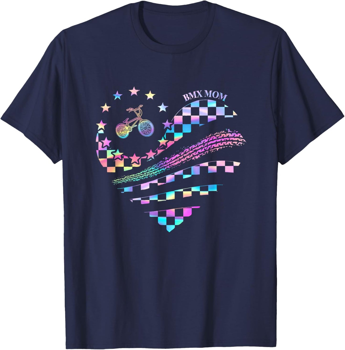 BMX MOM HEART RainBow T-Shirt - T-Shirt | Navy