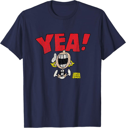 Schoolhouse Rock Yea! Cheerleader Vintage Distressed TV Show T-Shirt - T-Shirt | Navy