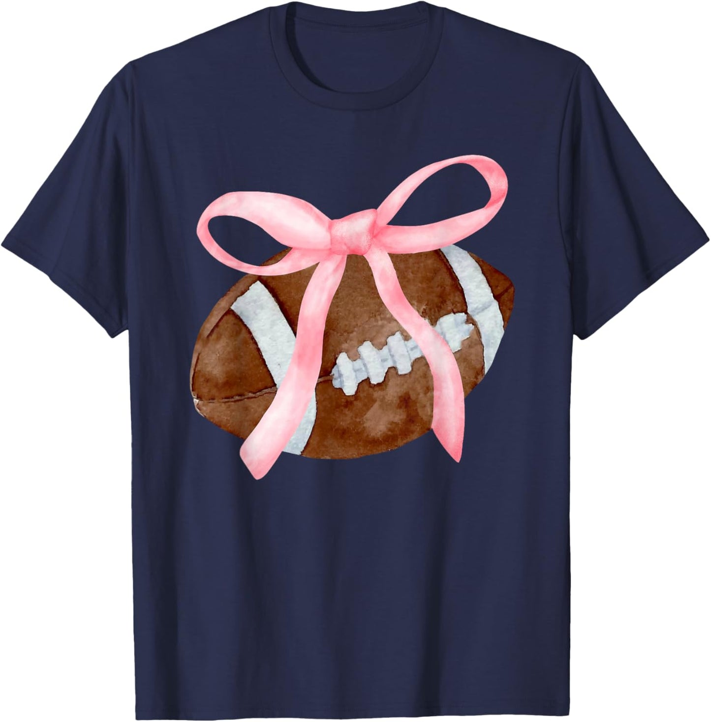Coquette Bow American Football Game Day Thanksgiving Autumn T-Shirt - T-Shirt | Navy