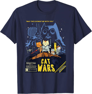 Cat Wars for Cat Lovers Perfect Funny Gift Women Girls Kids T-Shirt - T-Shirt | Navy