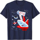 Funny Atomic Cat Cafe Retro Futuristic Spaceport Mid Century T-Shirt - T-Shirt | Navy