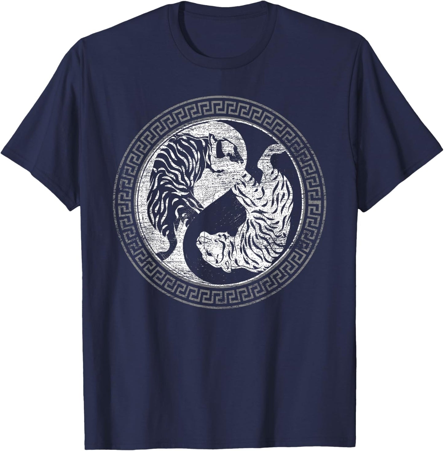 Yin Yang Asian Predator Wildlife Animal Wild Cat Tiger Women Kids T-Shirt - T-Shirt | Navy