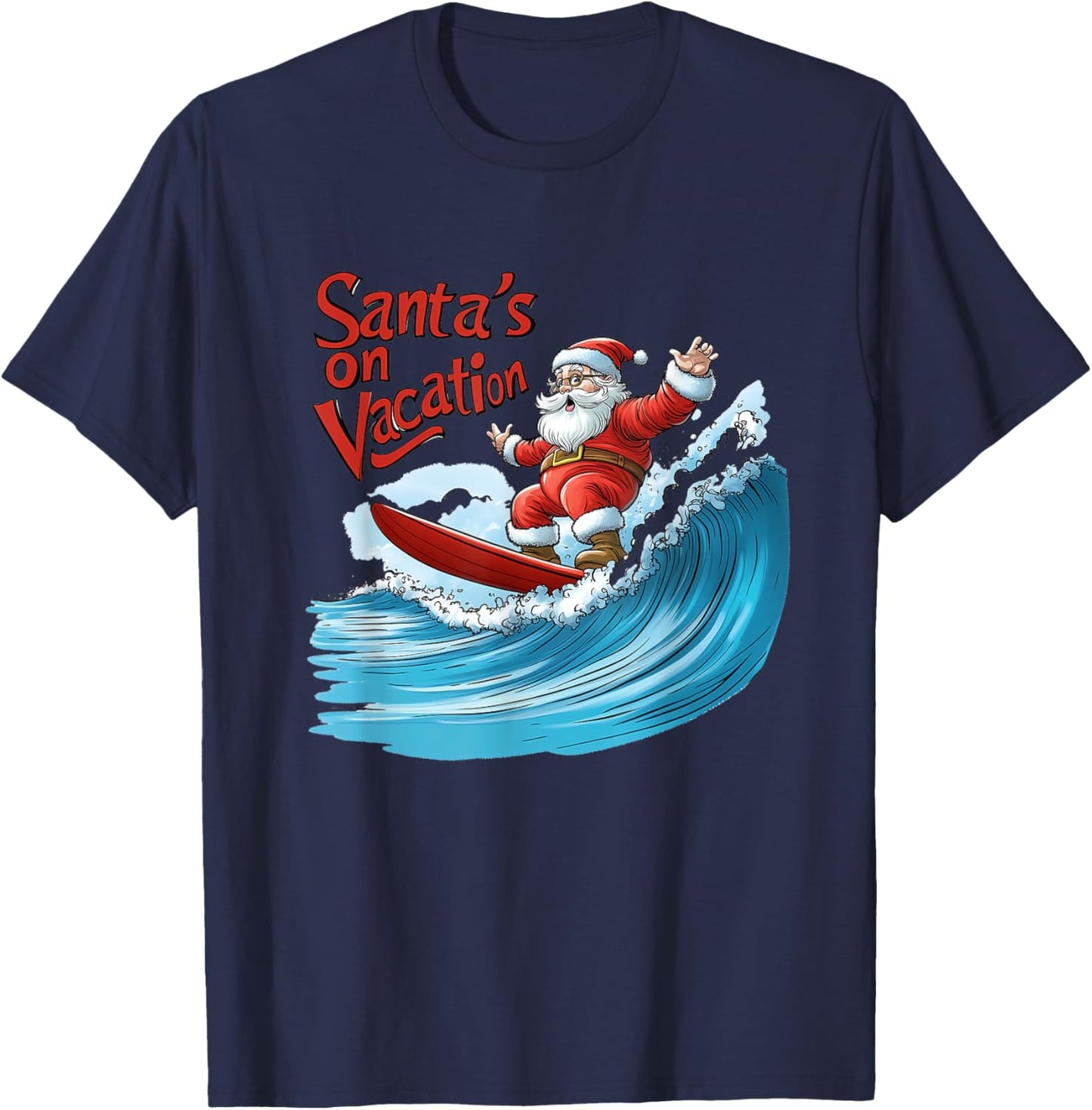 Santa Claus Surfing Fun T-Shirt - T-Shirt | Navy