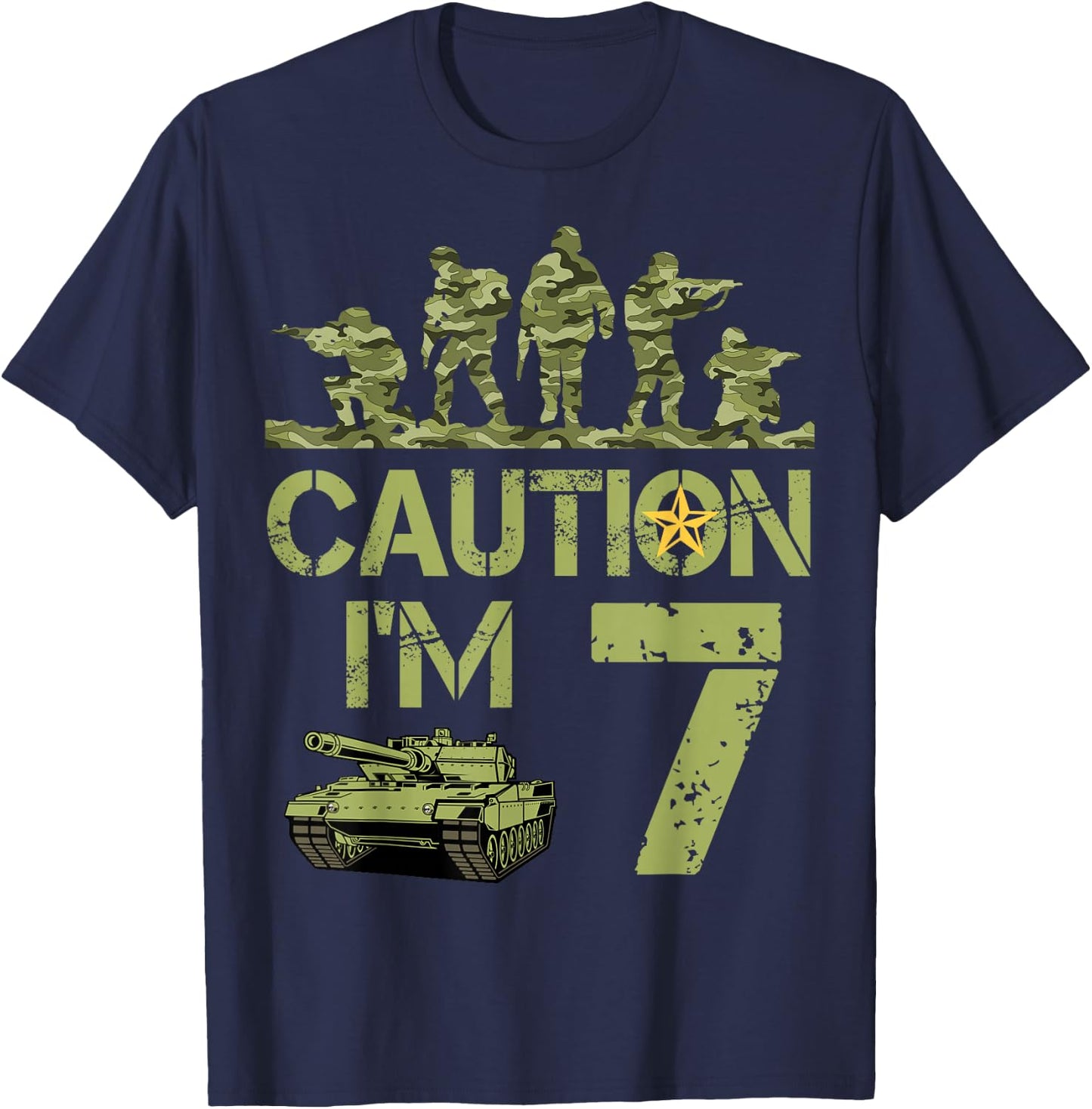 7th Birthday Military I'm 7 Year Old Soldier Camo 7 Birthday T-Shirt - T-Shirt | Navy