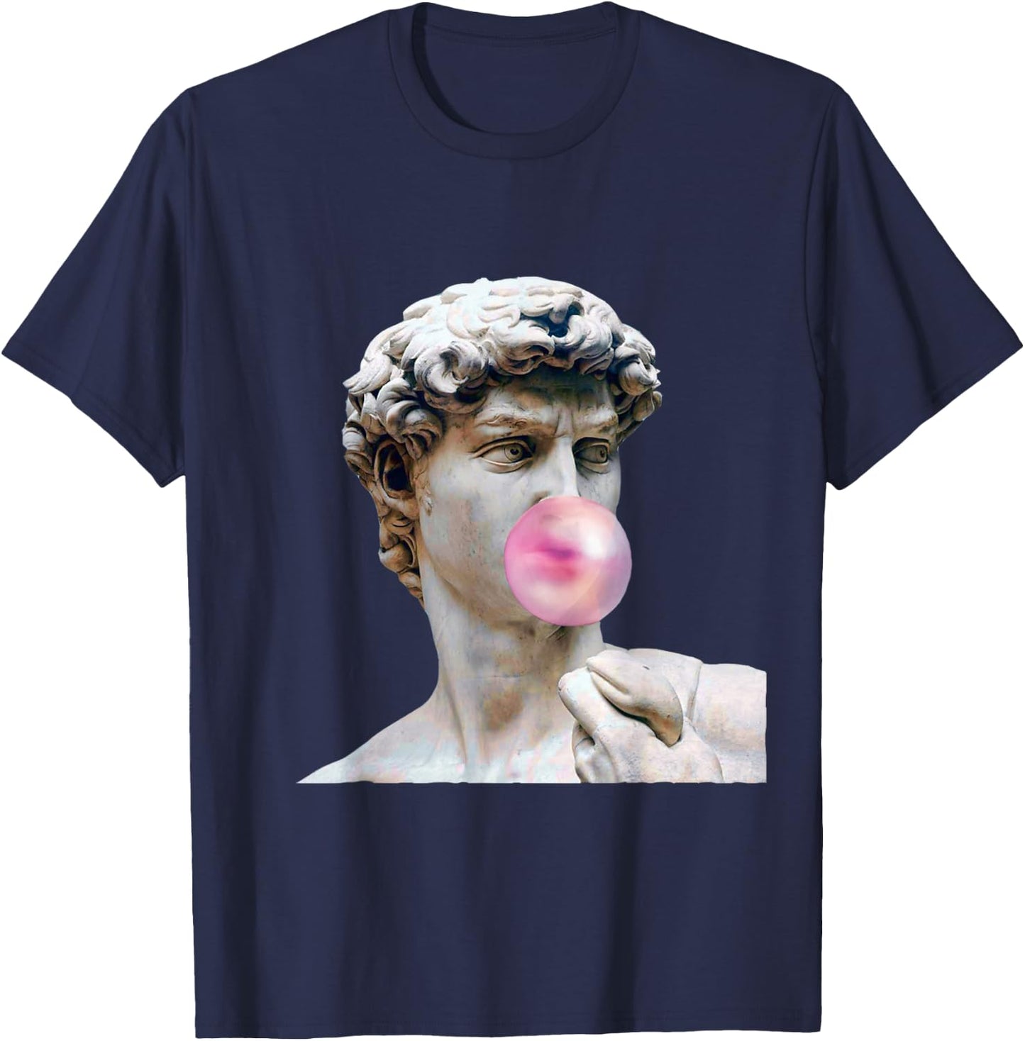 David Michelangelo with Chewing Gum Statue Art Man Woman Child T-Shirt - T-Shirt | Navy