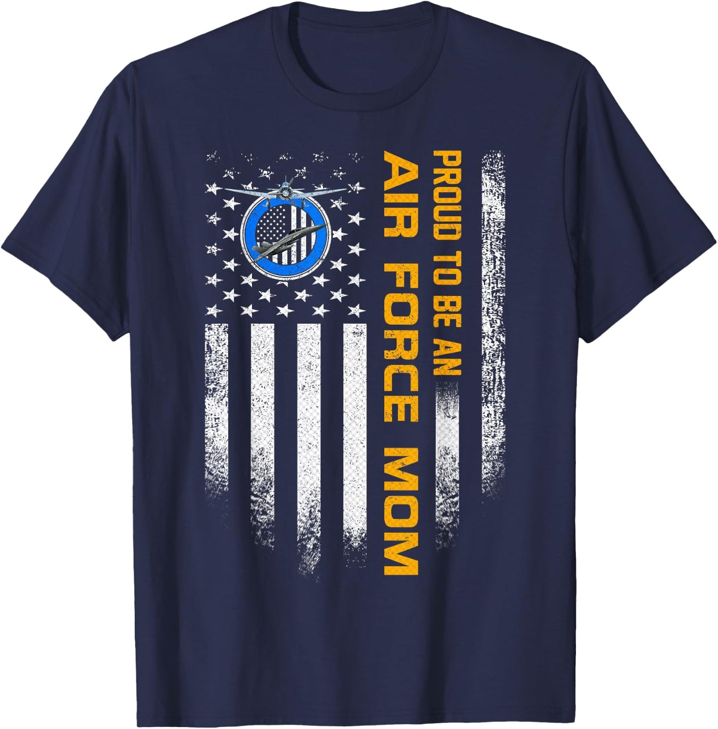 Vintage USA American Flag Proud To Be An Air Force Mom Funny Men T-Shirt - T-Shirt | Navy
