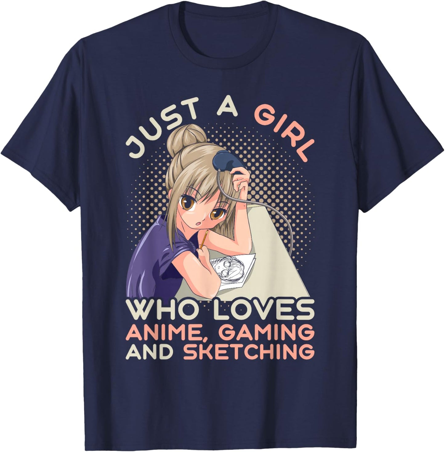 Video game Gaming Manga Drawing Anime Gamer Girls T-Shirt - T-Shirt | Navy
