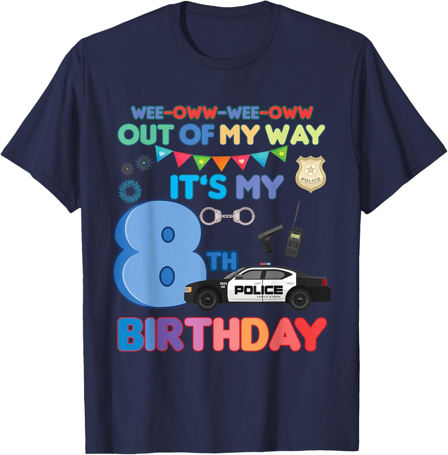 Out of my way it's my 8th birthday Police kids boy T-Shirt - T-Shirt | Navy
