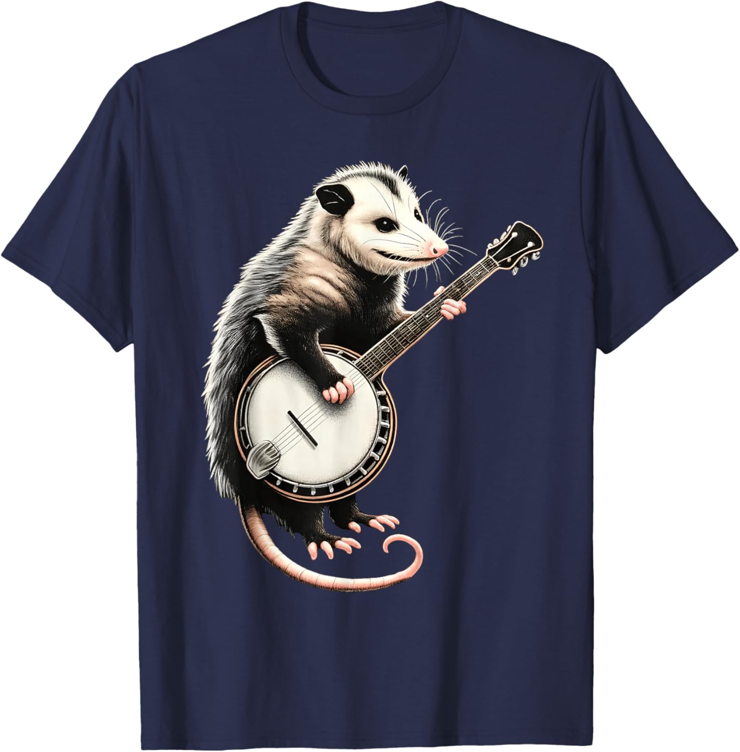 Opossum Playing Banjo Guitar Funny Possums T-Shirt - T-Shirt | Navy