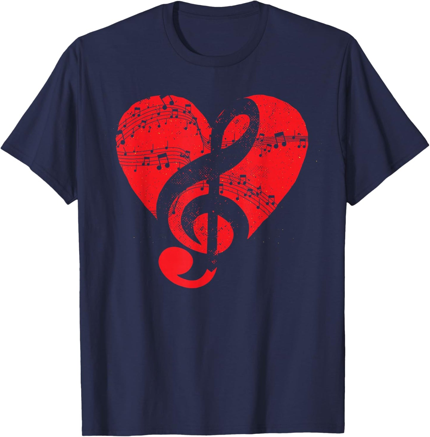 Musician Music Lover Treble Clef Heart Music Notes Music T-Shirt - T-Shirt | Navy