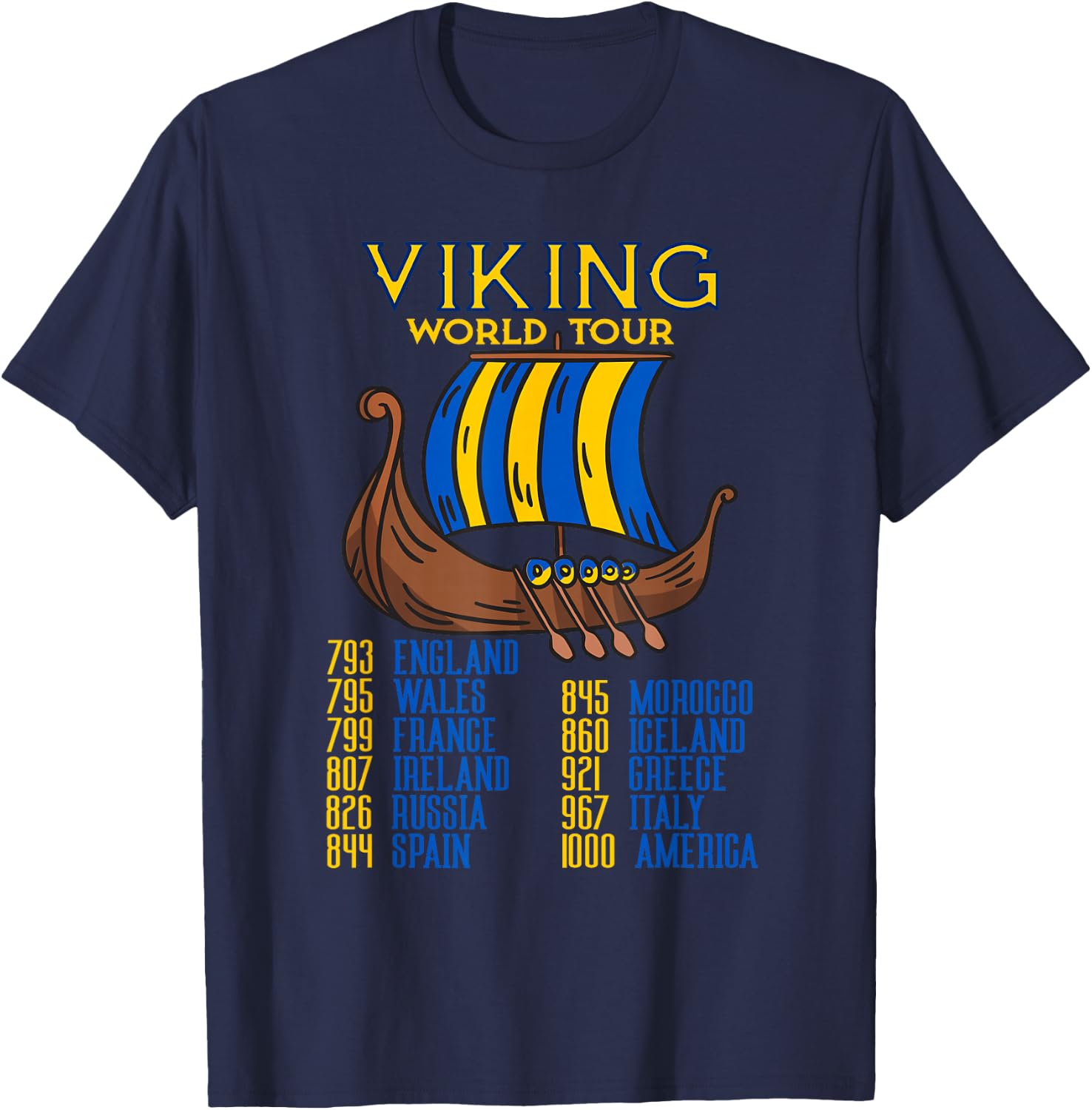 Viking World Tour Swedish Viking Ship Viking Tour T-Shirt - T-Shirt | Navy