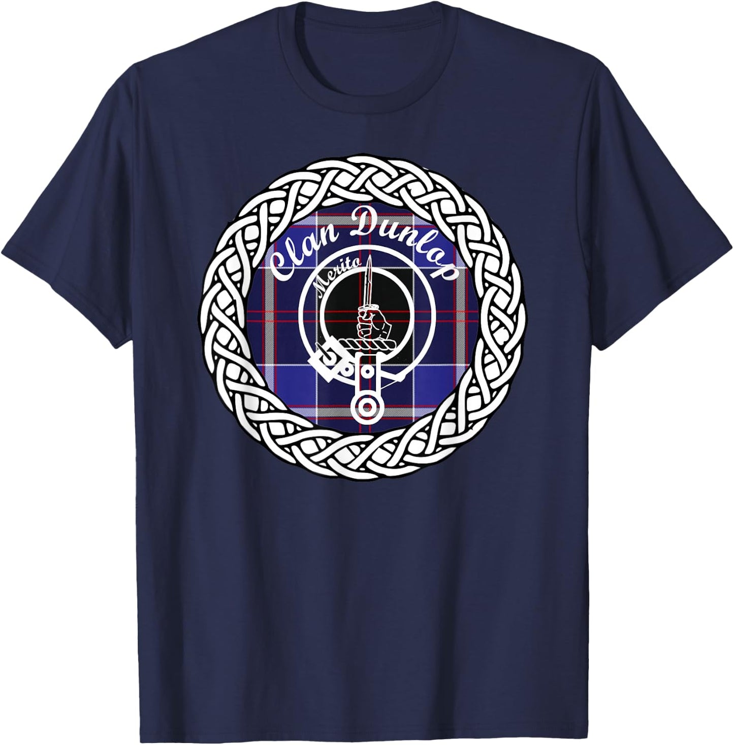 Dunlop surname last name Scottish Tartan Clan Crest T-Shirt - T-Shirt | Navy