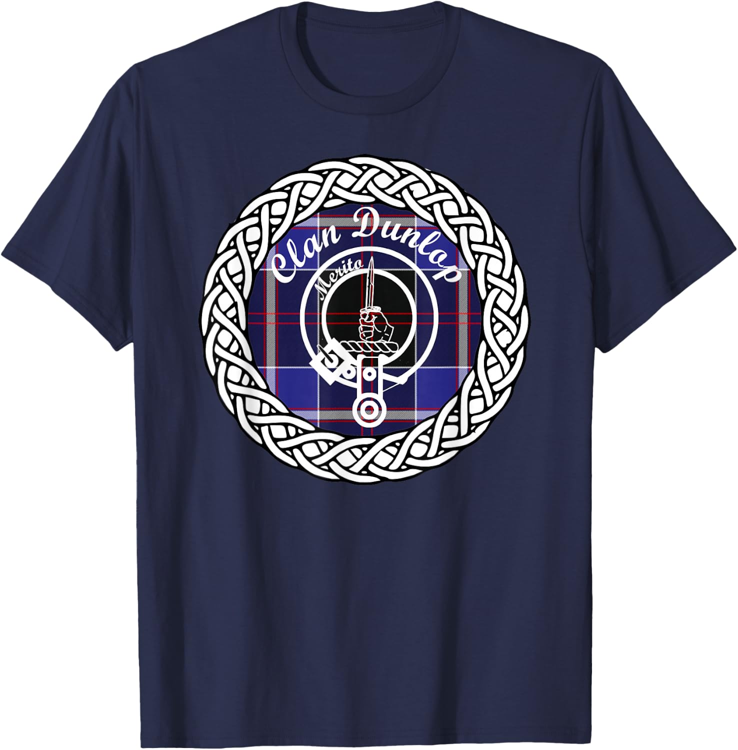 Dunlop surname last name Scottish Tartan Clan Crest T-Shirt - T-Shirt | Navy